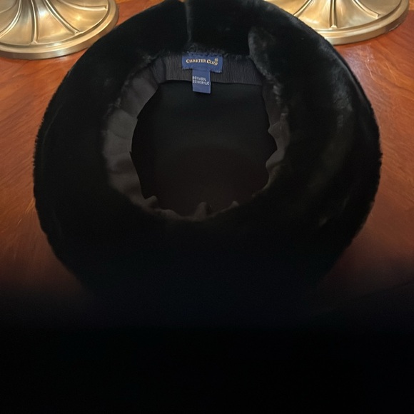 Charter Club Elegant Black faux Fur-Trimmed Hat - Picture 2 of 4
